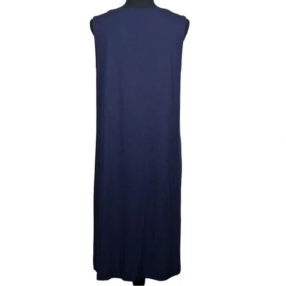 Eileen Fisher Navy Midi Casual Dress, Size Medium - Picture 2 of 6